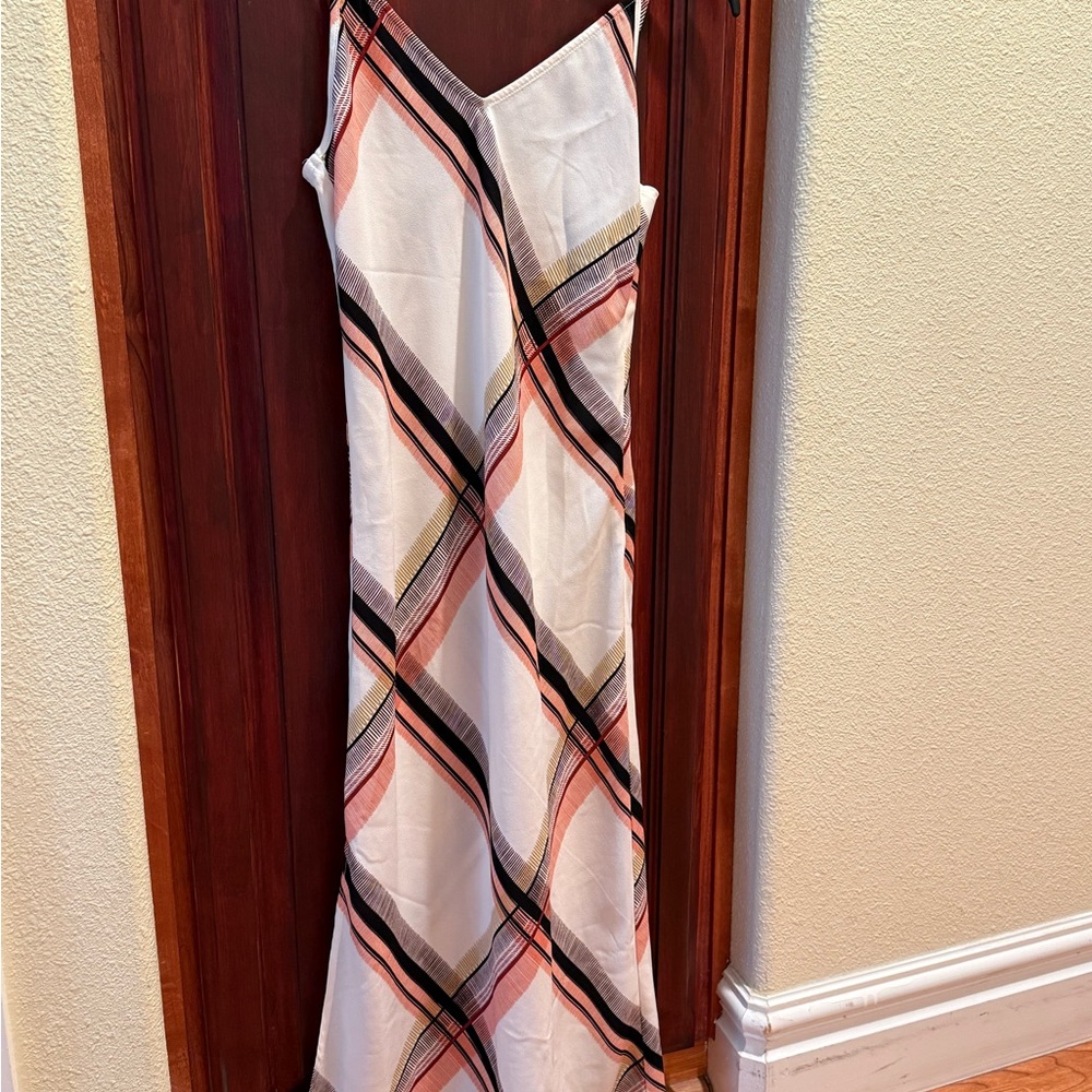 Forever 21 White and Brown Spaghetti Strap Slip Maxi Dress